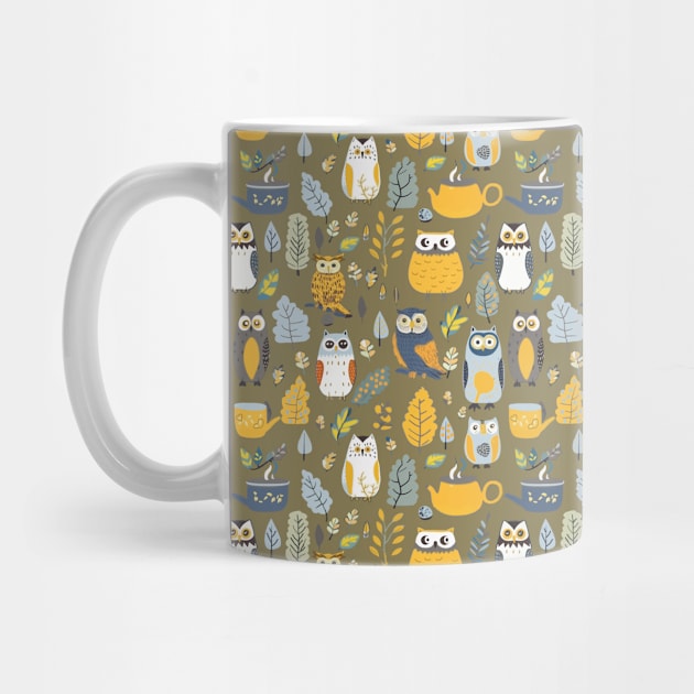 Owls tea party by Remotextiles